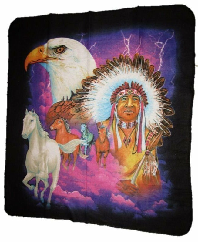 Horse Heard With Eagle & Indian Deluxe Polar Fleece Blanket