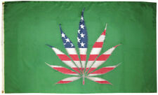 USA Weed Leaf (Green Background) 3'X5' Flag ROUGH TEX® 100D