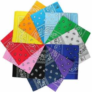 Assorted Bandana Paisley Head Wrap In Various Colors 100% Cotton 22"X22"