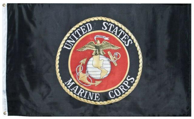 USMC US Marine Corps Black Double Sided 3'X5' Flag Rough Tex® 100D