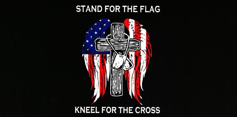 Stand For The Flag Kneel For The Cross Black Bumper Sticker