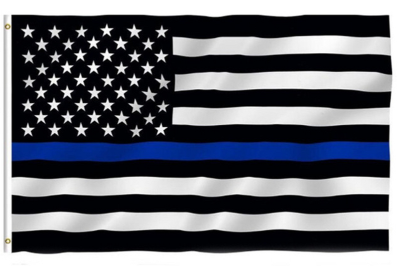 USA Thin Blue Line Police Memorial 5'X8' Flag With Embroidered Stars & Sewn Stripes 100% Rough Tex® 300D Nylon