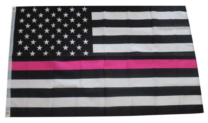USA Pink Line Breast Cancer Survivor Memorial Flag With Grommets 12''X18'' Rough Tex® 100D