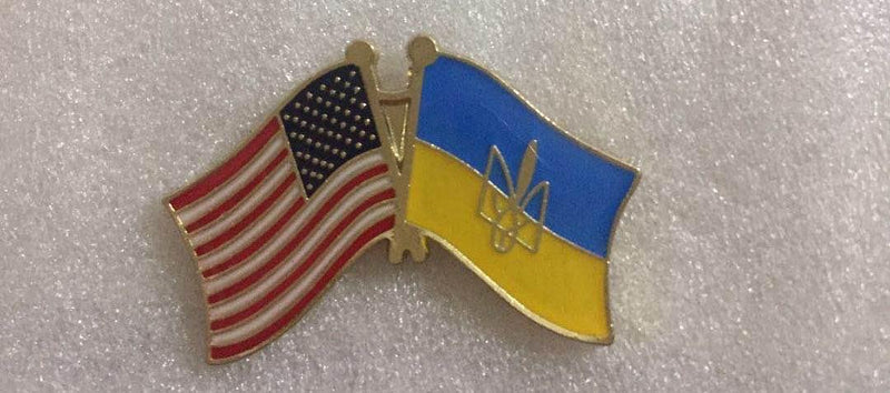 USA Ukraine Trident Friendship American Lapel Pin Tryzub