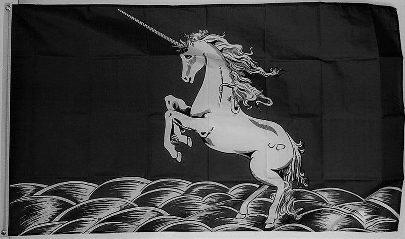 Rearing Unicorn Black 3'X5' Flag Rough Tex®