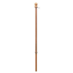 All American U.S.A Banner 5' Foot 1" Diameter Hard Wood Flag Pole Set With Wood Ball Top